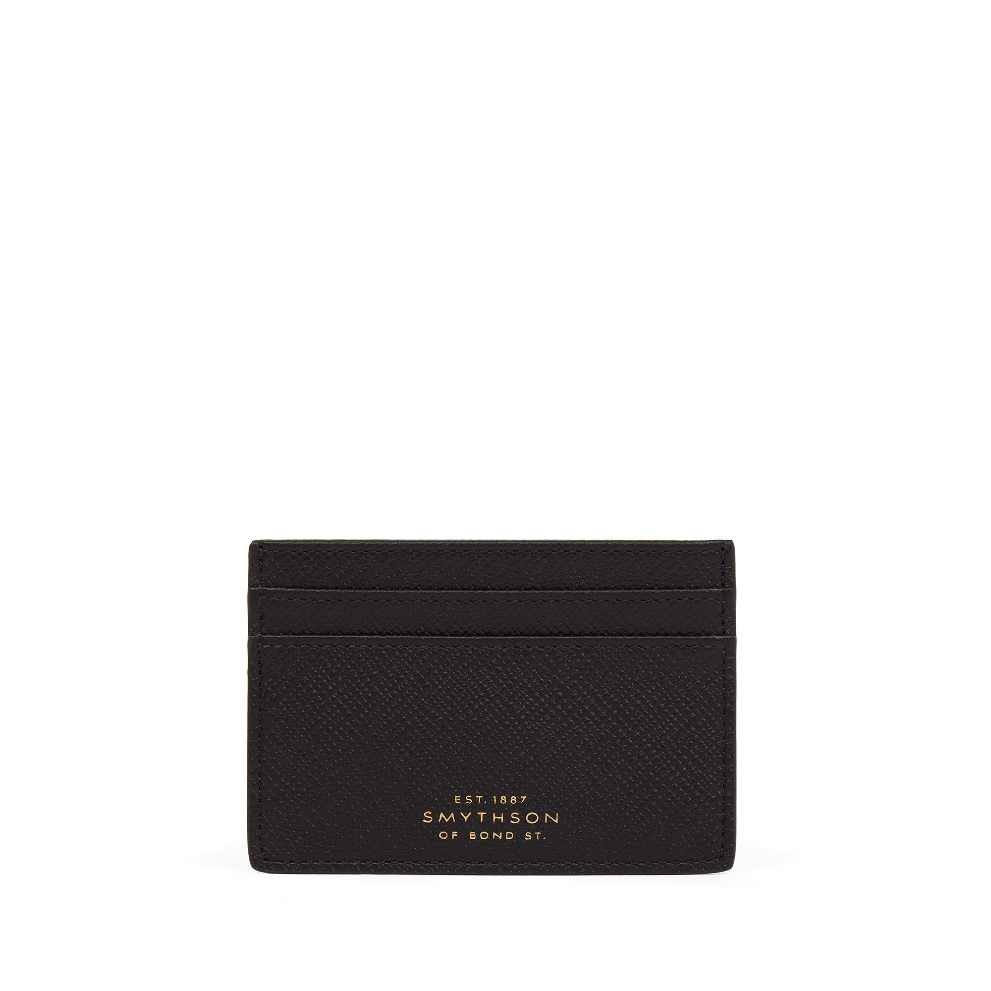 Smythson Flat Card Holder In Panama In Black